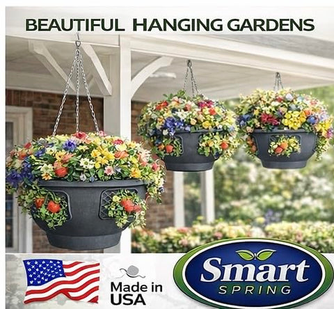 Smart Spring Ultimate Hanging Baskets filled with herbs for quick snips and flavor.