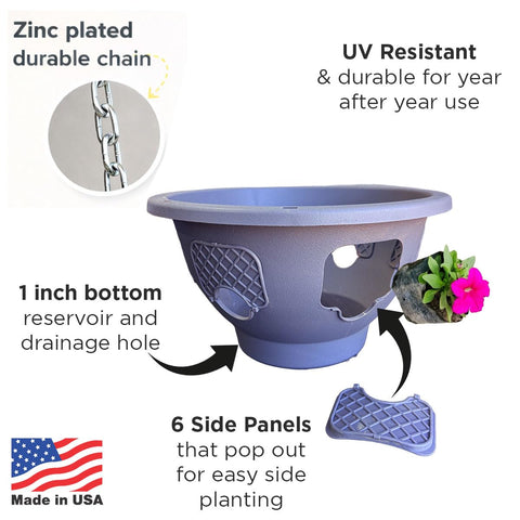 Smart Spring Ultimate Hanging Baskets with zinc-plated chain for secure setup.