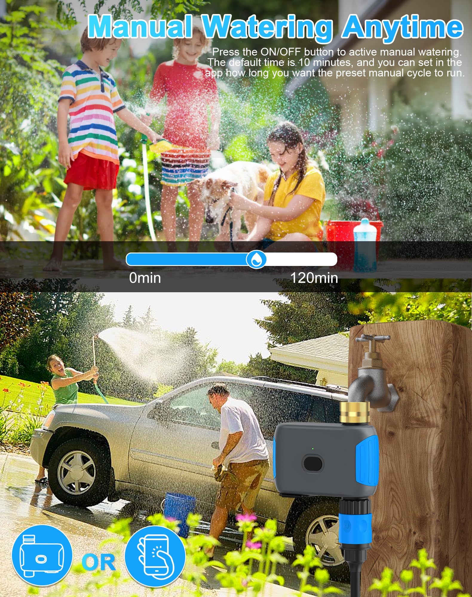 Smartale rain delay feature image shows weather-based watering adjustments.