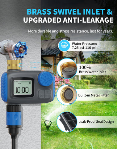 Smartale timer features brass swivel for easy alignment and a secure watertight fit.