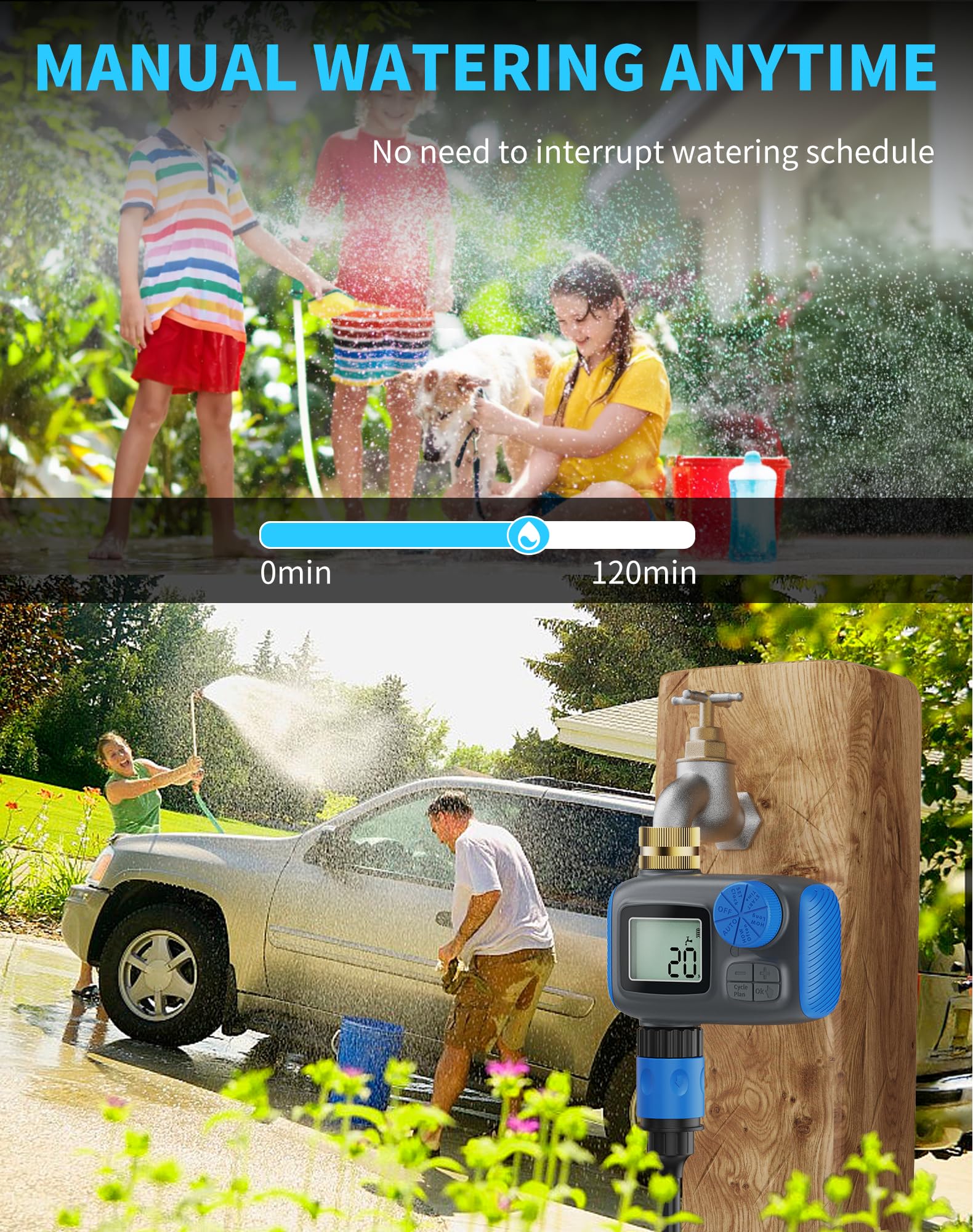 Manual mode lets you water specific areas on demand.