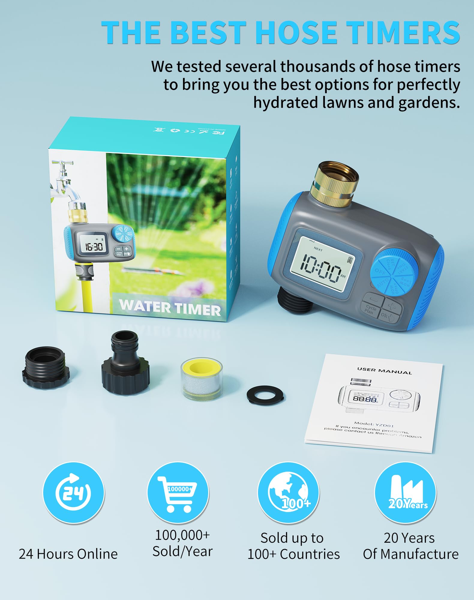 Programmable schedules support multiple daily starts for tailored garden care.