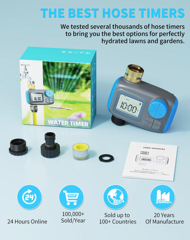 Programmable schedules support multiple daily starts for tailored garden care.