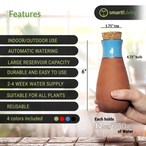 SMARTILIVING Ollas cork top detail blending with soil for discreet auto-watering