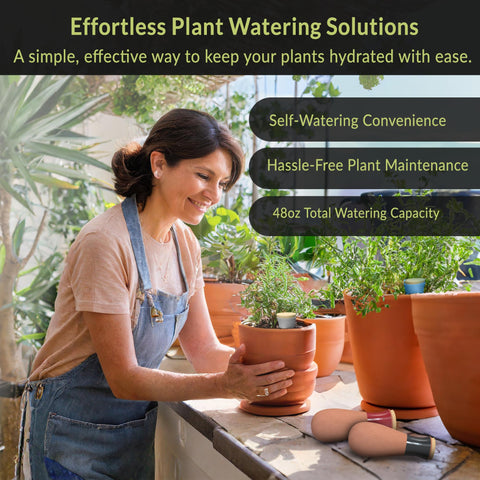 SMARTILIVING Ollas set shown installed in planters for effortless self-watering