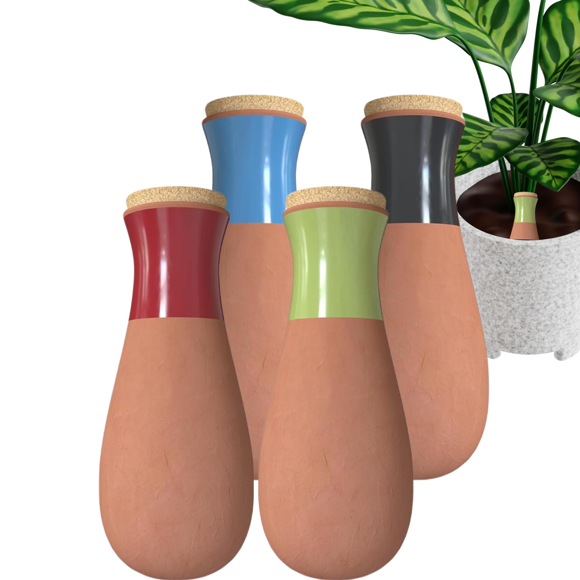 SMARTILIVING Ollas terracotta water globe closeup showing the earthy material and design benefits