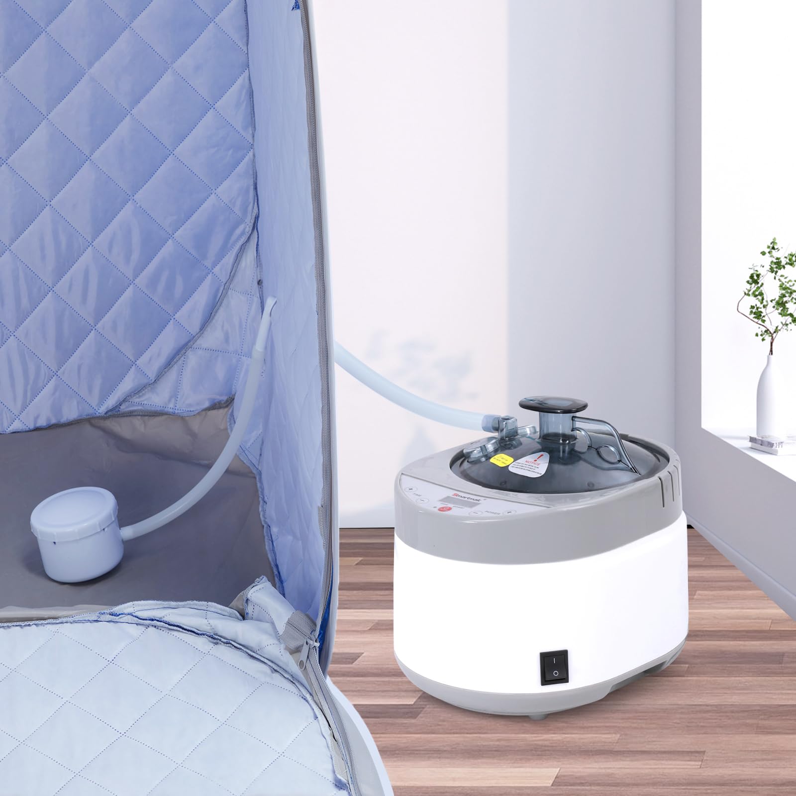 Smartmak sauna steamer explosion-proof lid enhances safety during use.
