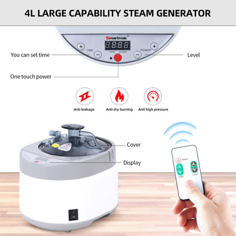 Smartmak sauna steamer timer display showing 99-minute countdown.