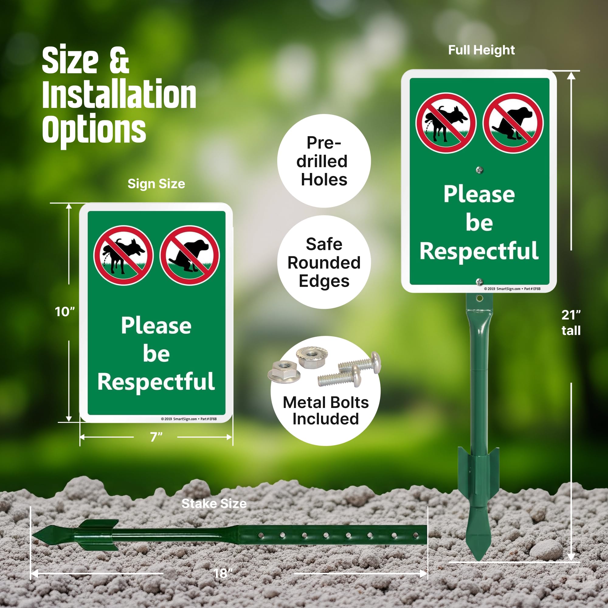 SmartSign 18-inch stake supporting a stable yard display