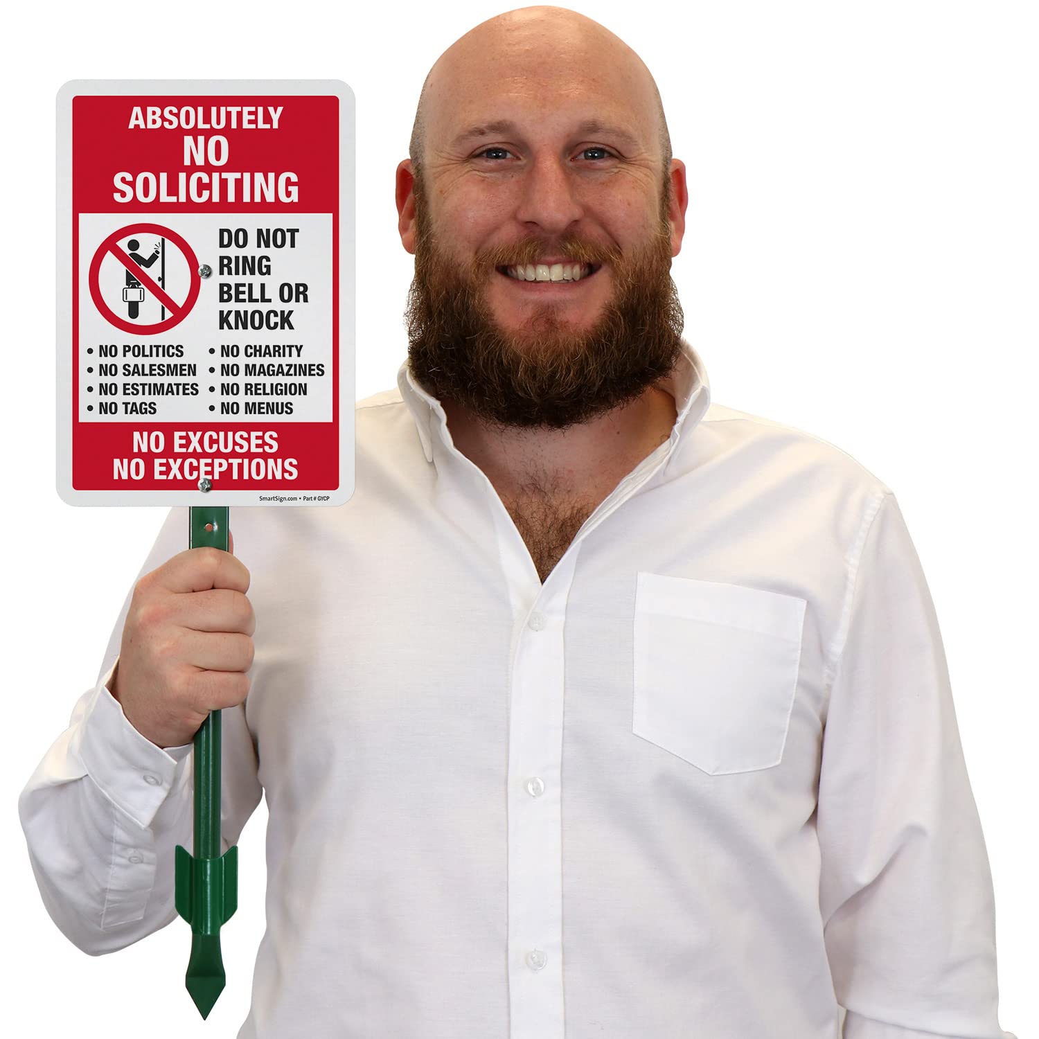 SmartSign 18-inch steel stake in-ground view for easy setup and stability.