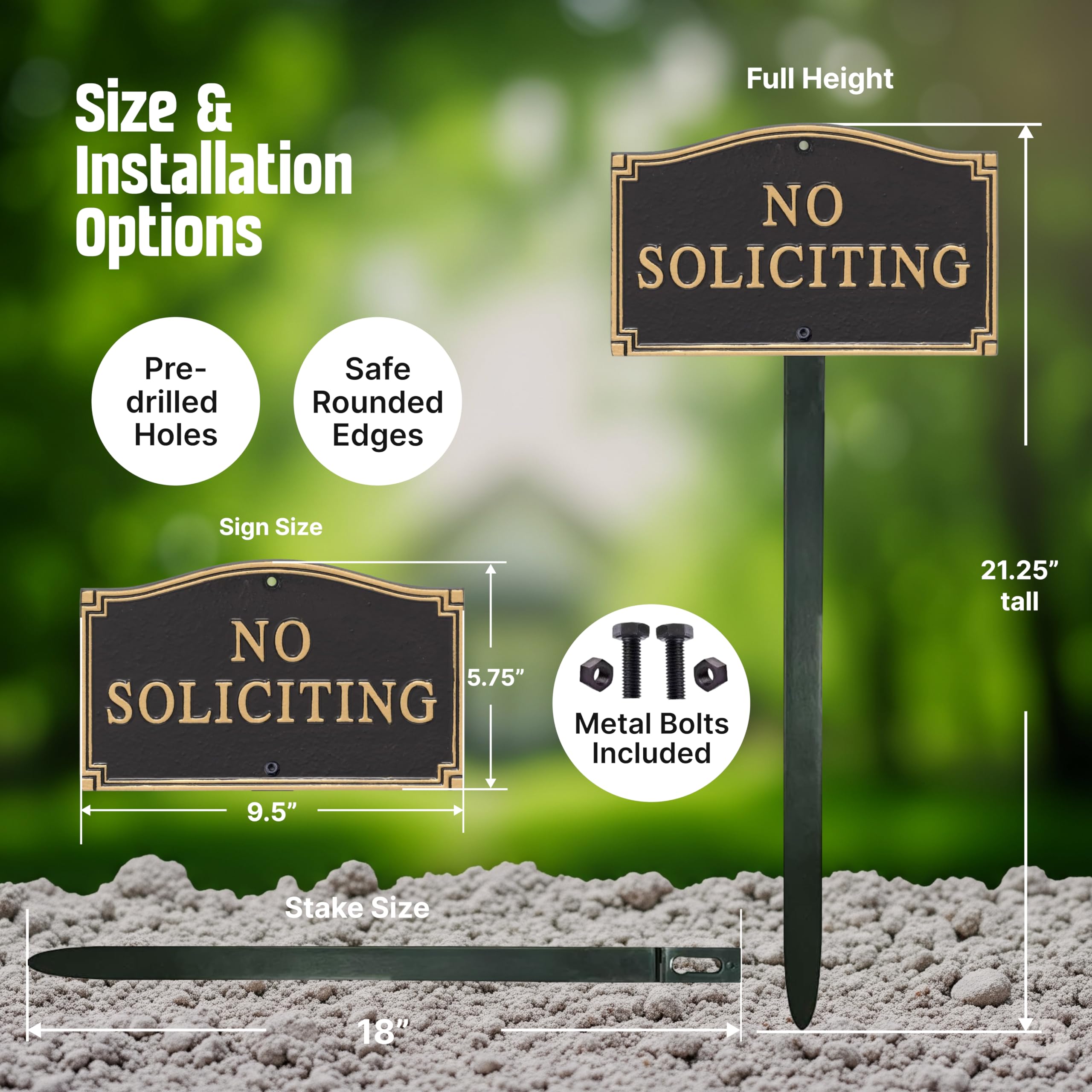 SmartSign 18-inch black stake attached for stable yard installation.