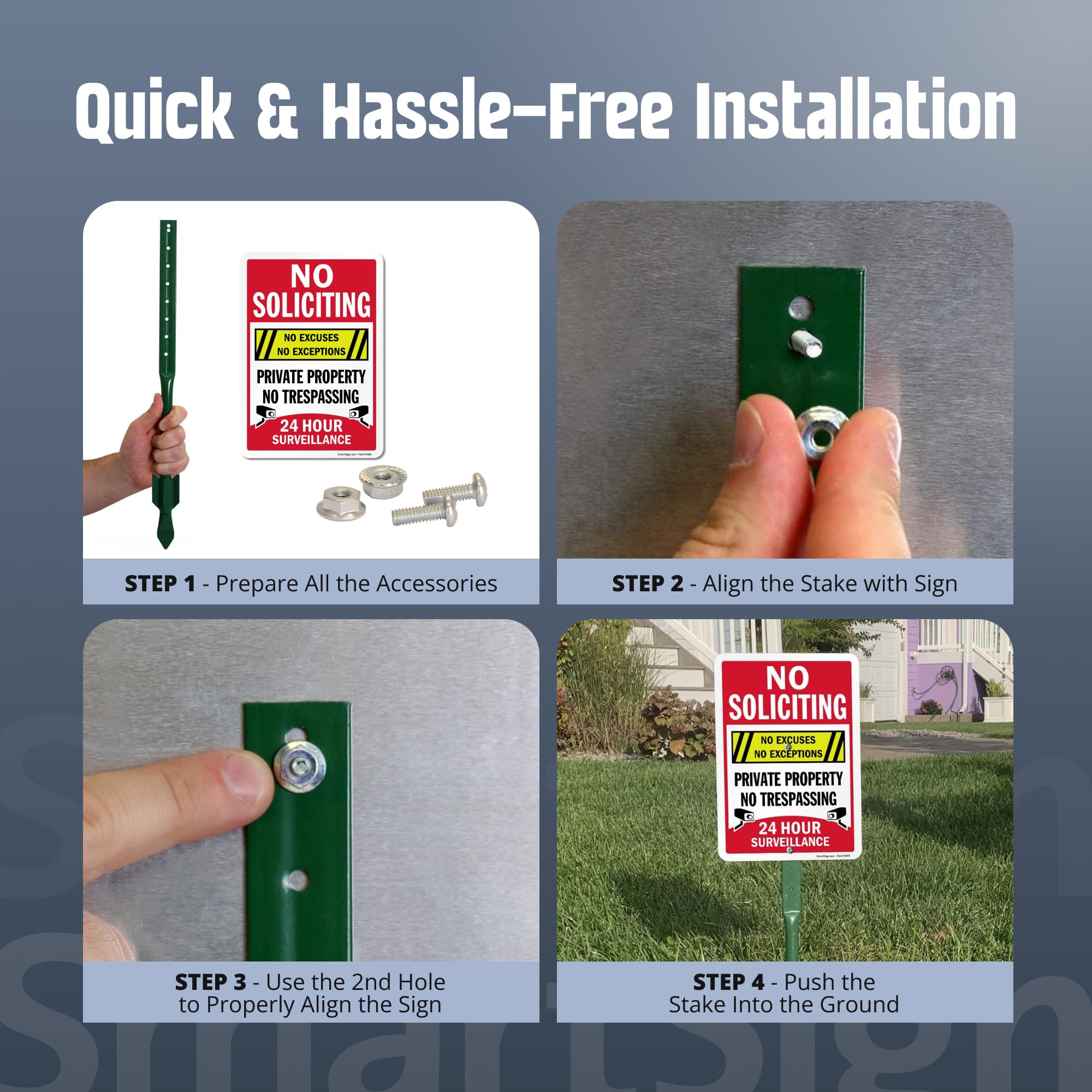 SmartSign 24-hour surveillance text detail visually communicates deterrence in yards.