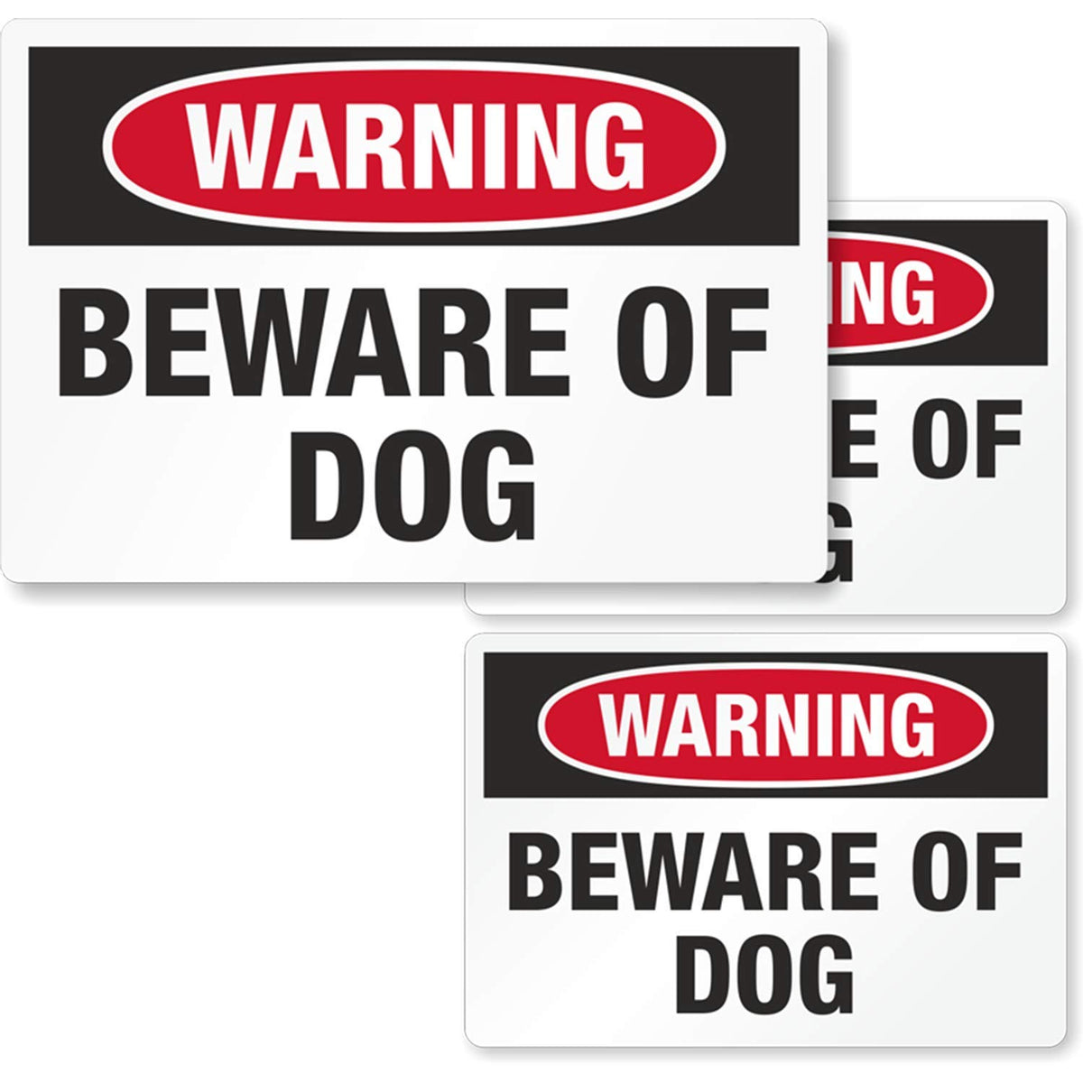 SmartSign Beware of Dog decal 2.75x4 on door front for nighttime visibility.