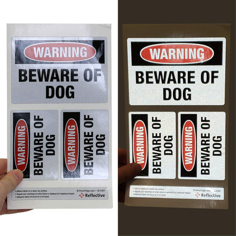 SmartSign Beware of Dog decal 2.75x4 on exterior wall for clear warning.