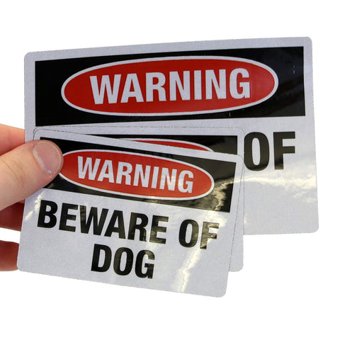 SmartSign Beware of Dog decal 3.75x5.5 on door for high visibility.