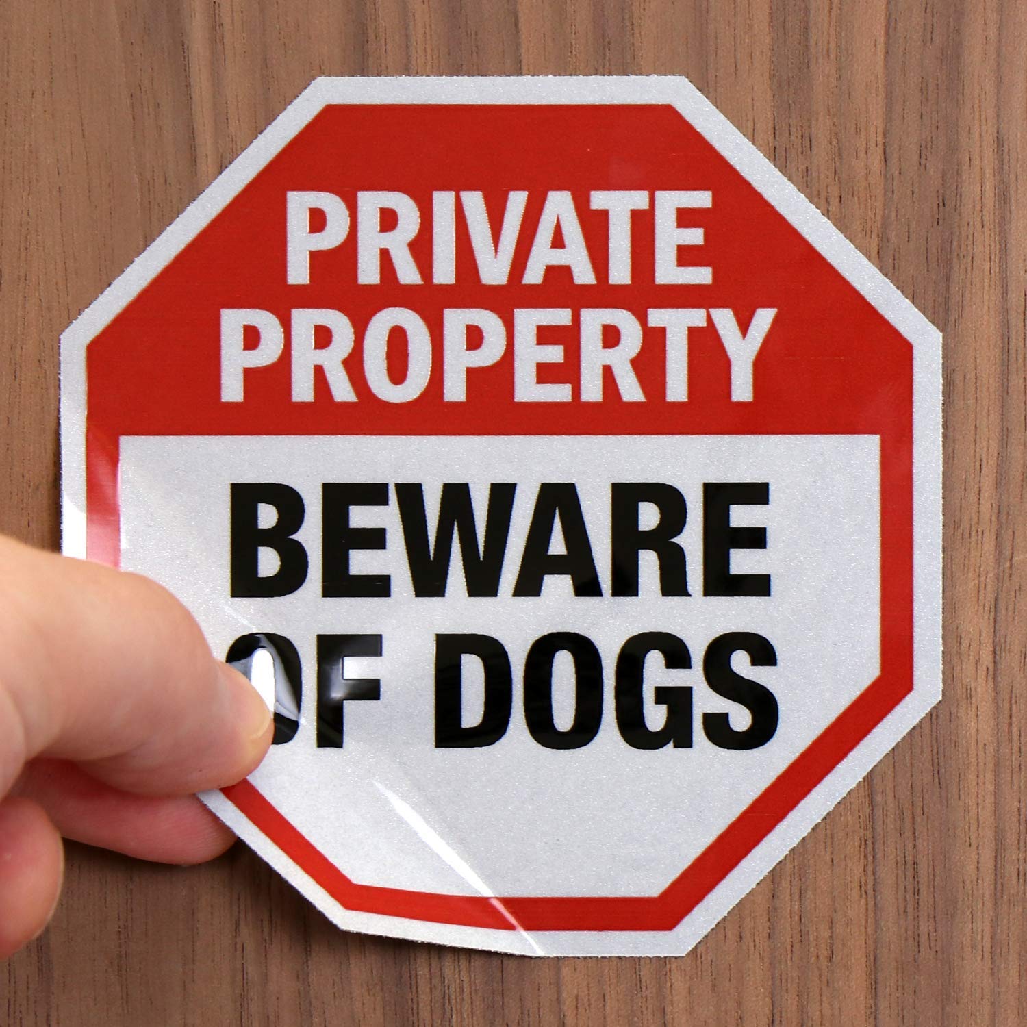 SmartSign dog warning label showing durable outdoor performance.