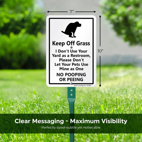 SmartSign dog poop sign on 18-inch stake ideal for lawn etiquette.