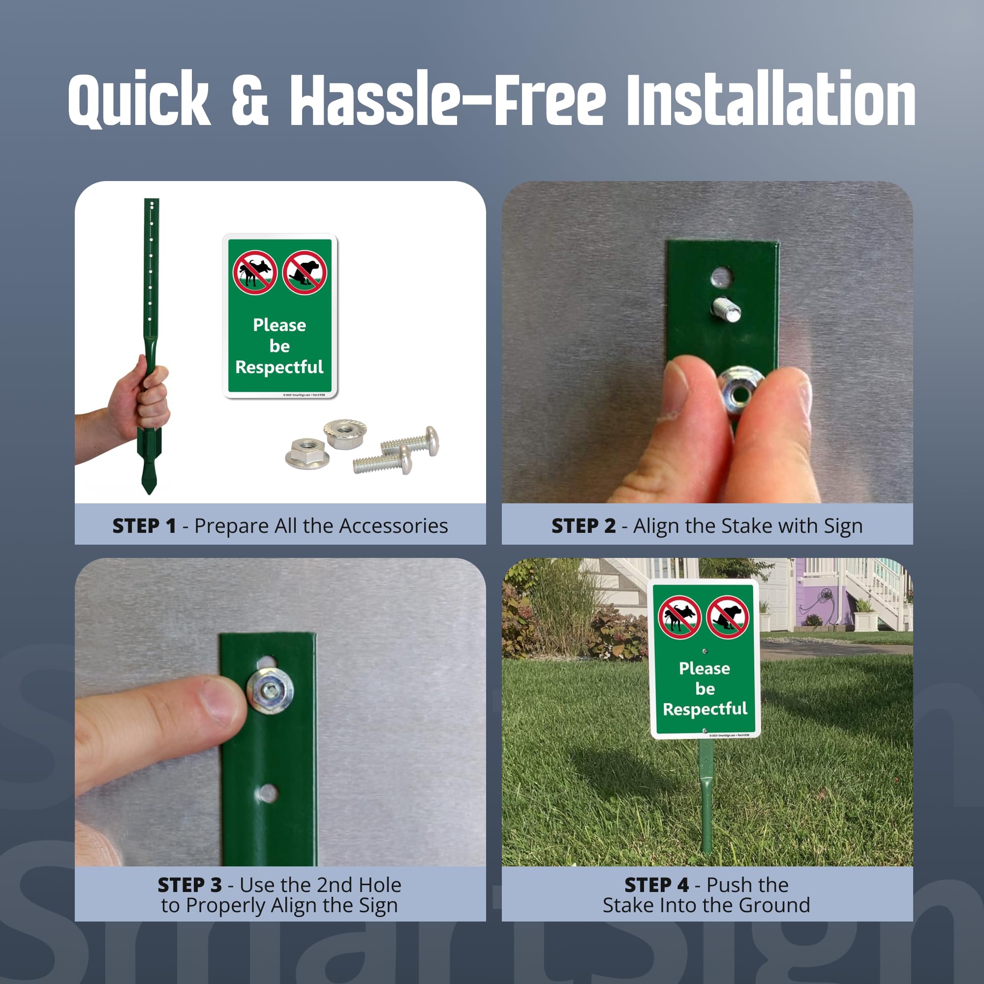 SmartSign ground installation demonstrating tool-free setup
