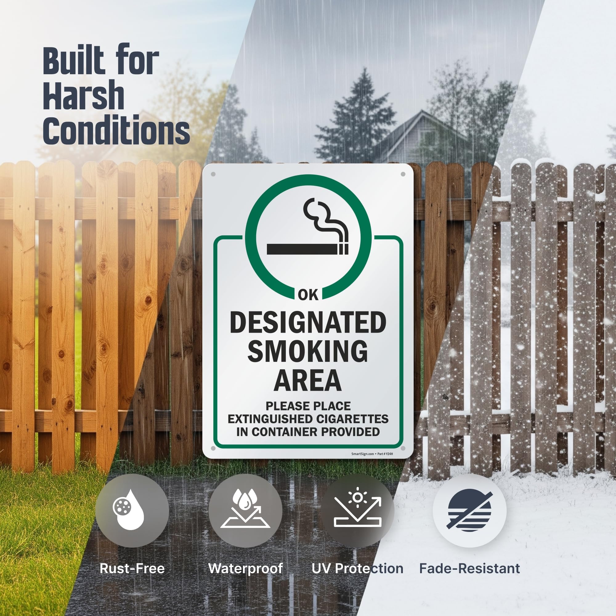 SmartSign laminated sign protects graphics against weather.