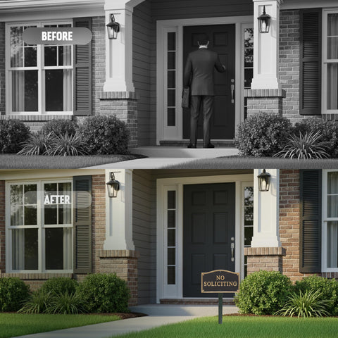 SmartSign no soliciting sign for garden in weather-resistant finish.