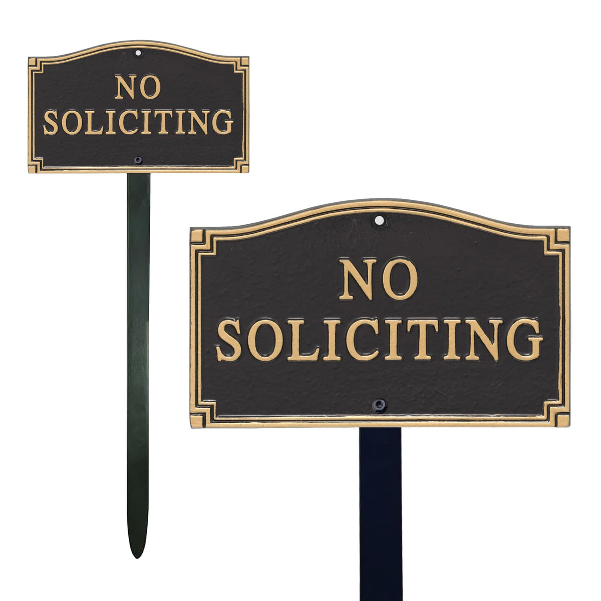 SmartSign no soliciting sign yard front view showing durable outdoor aluminum.