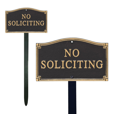 SmartSign no soliciting sign yard front view showing durable outdoor aluminum.