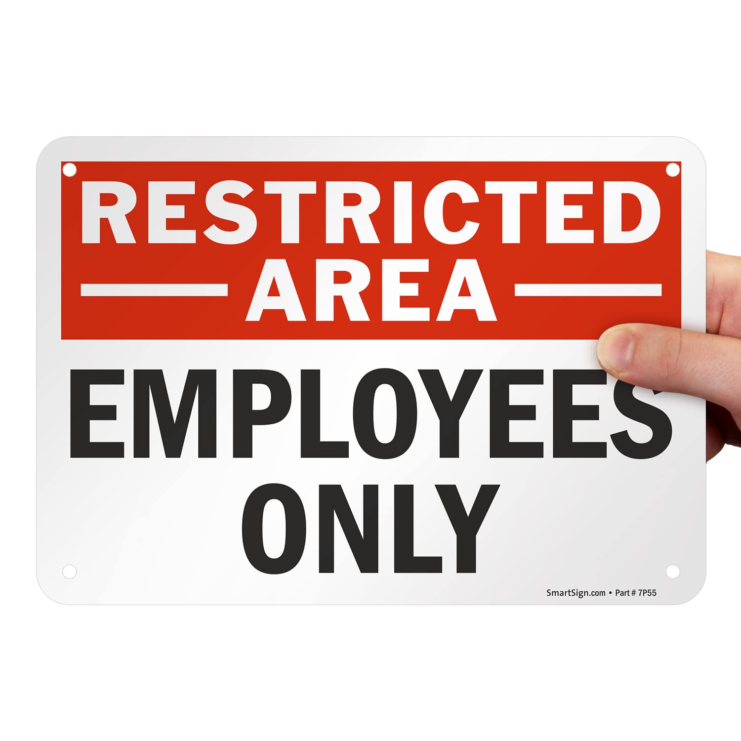 SmartSign workplace visibility with 7x10 aluminum sign suitable for offices and warehouses.