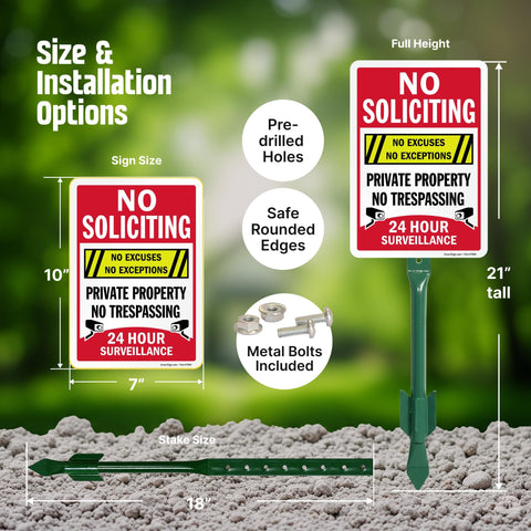 SmartSign private property sign with stake kit ready for lawn installation.