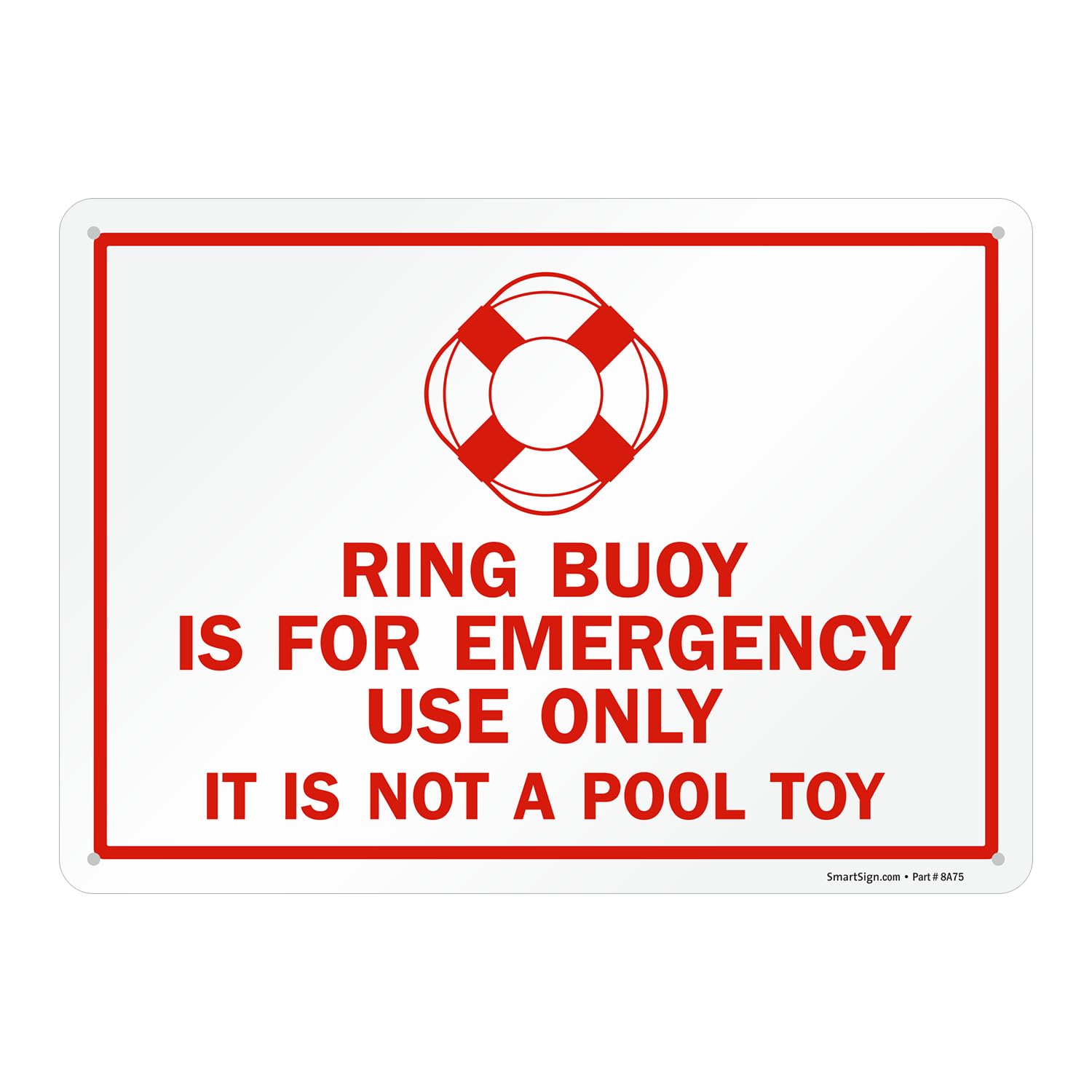 SmartSign ring buoy emergency sign 10x14 for clear waterfront safety.