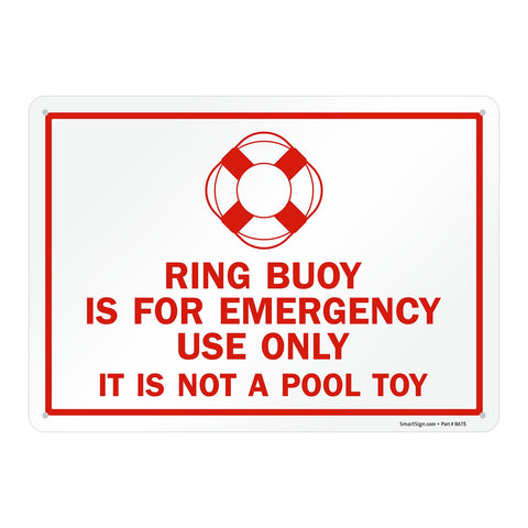 SmartSign ring buoy emergency sign 10x14 for clear waterfront safety.