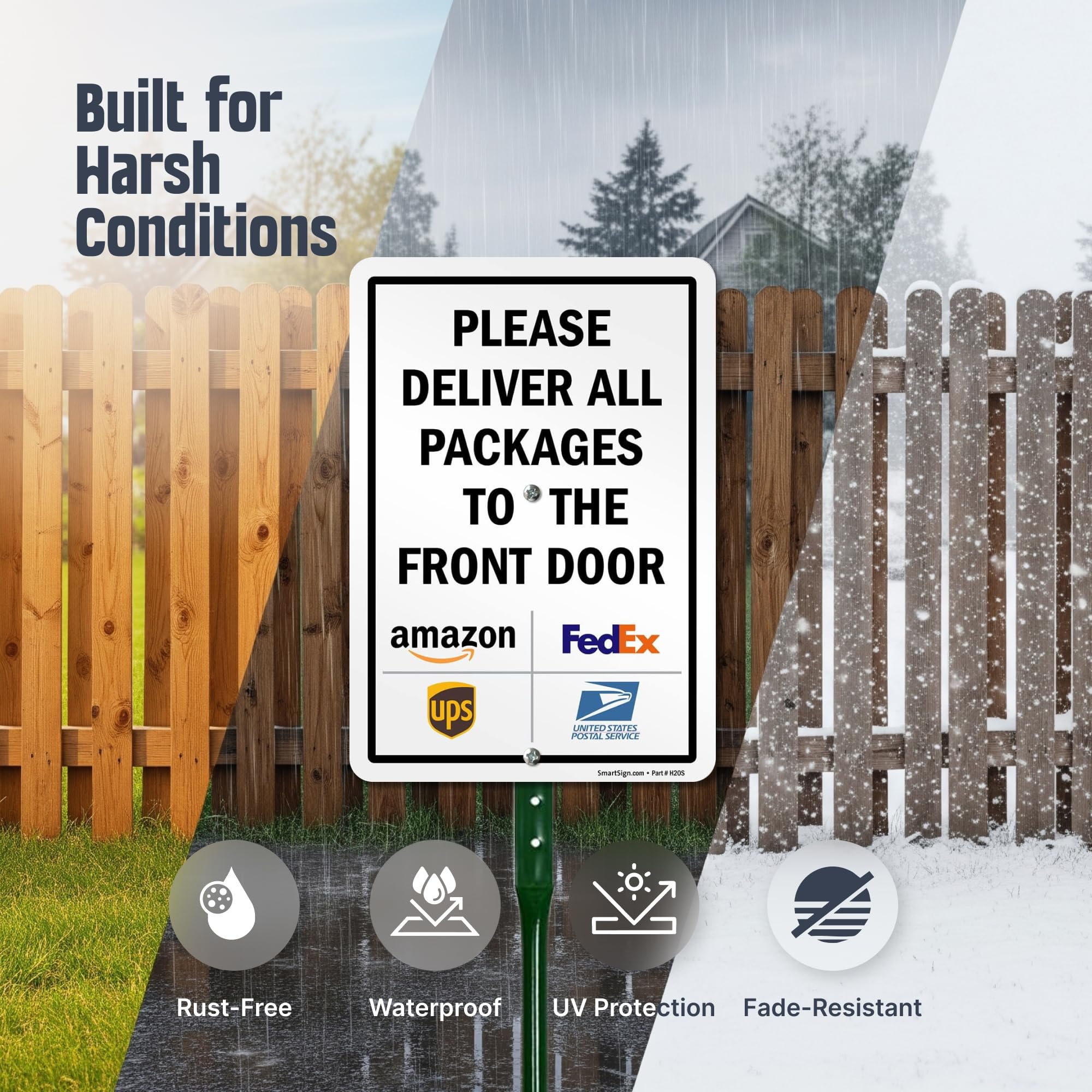 SmartSign 18-inch stake with barb stabilizes the sign in windy yards