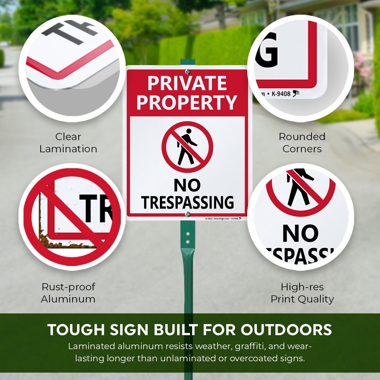 SmartSign steel stake with enamel coating provides solid ground support