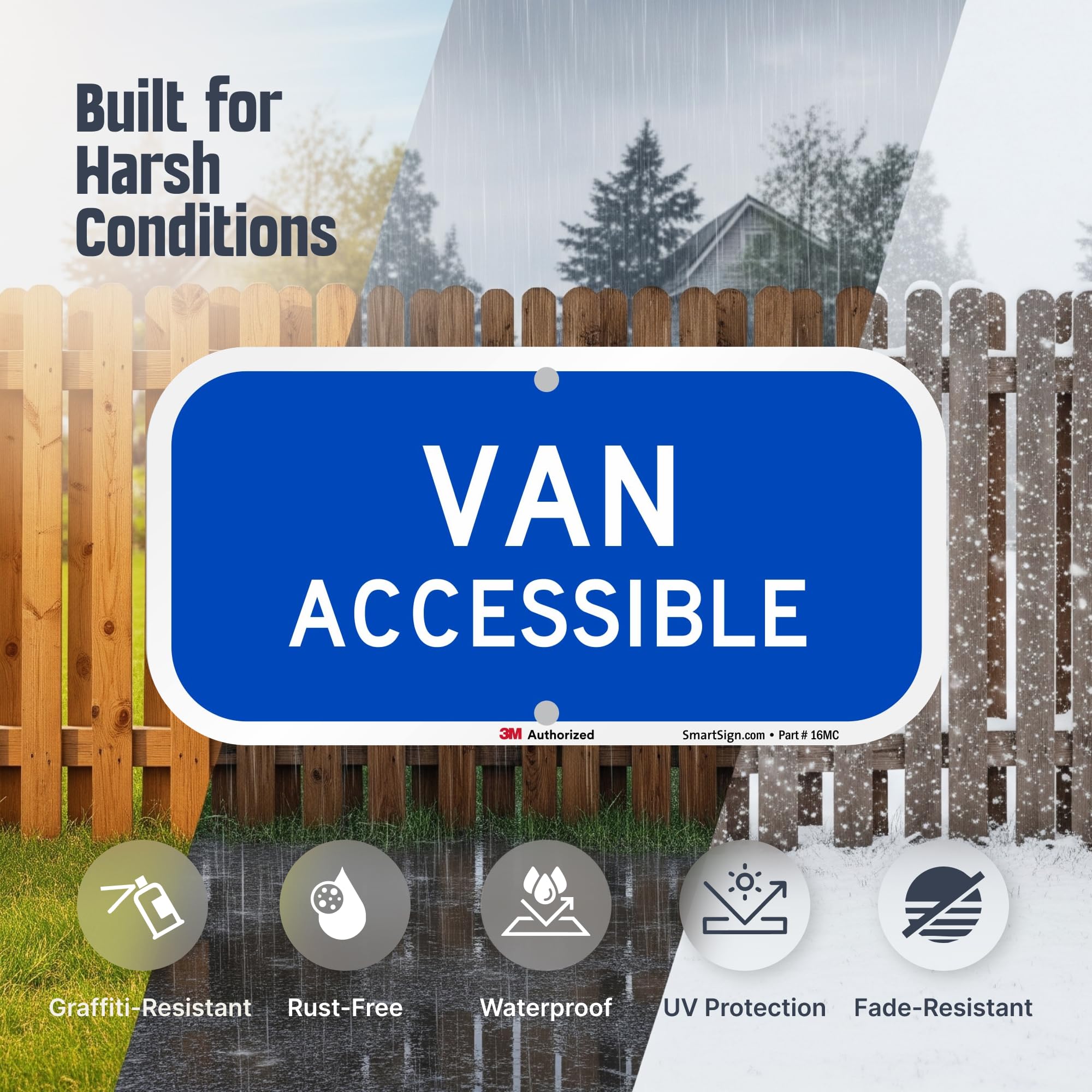 SmartSign Van Accessible Sign features rounded corners for safe handling and a professional look.