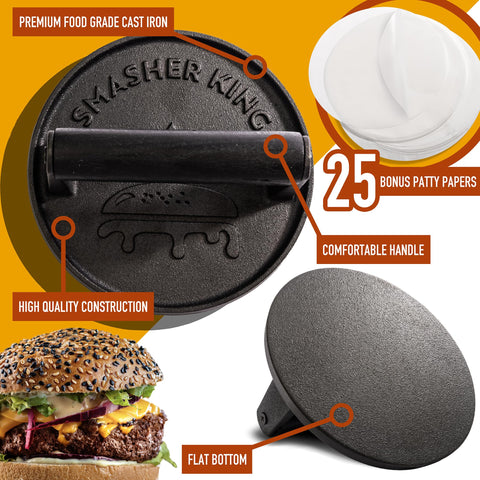 SMASHER KING patty paper kit protects patties from sticking during cooking