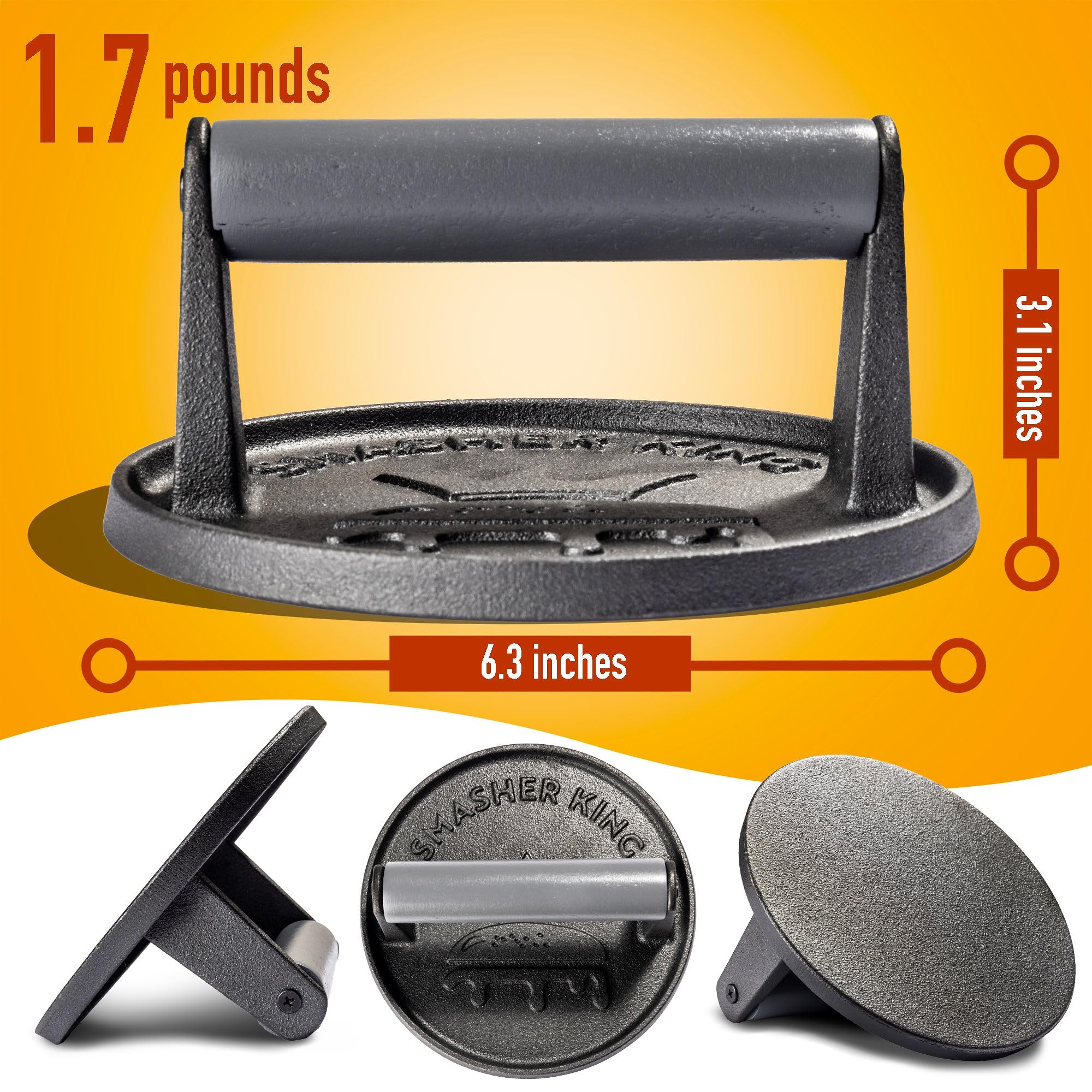 SMASHER KING compact burger press kit fits neatly in your kitchen