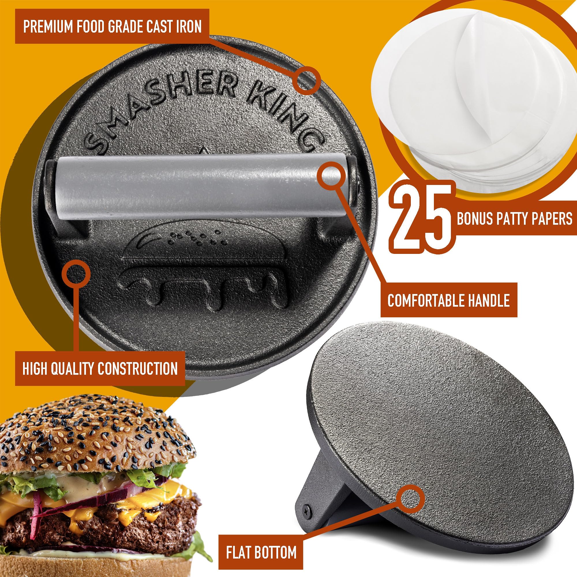 SMASHER KING panini pressing capability for flat-top cooking versatility