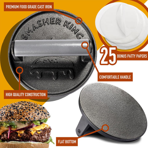 SMASHER KING panini pressing capability for flat-top cooking versatility