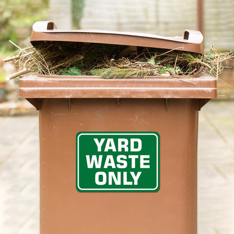 Four-pack SMASMILE yard waste signs for multiple bins