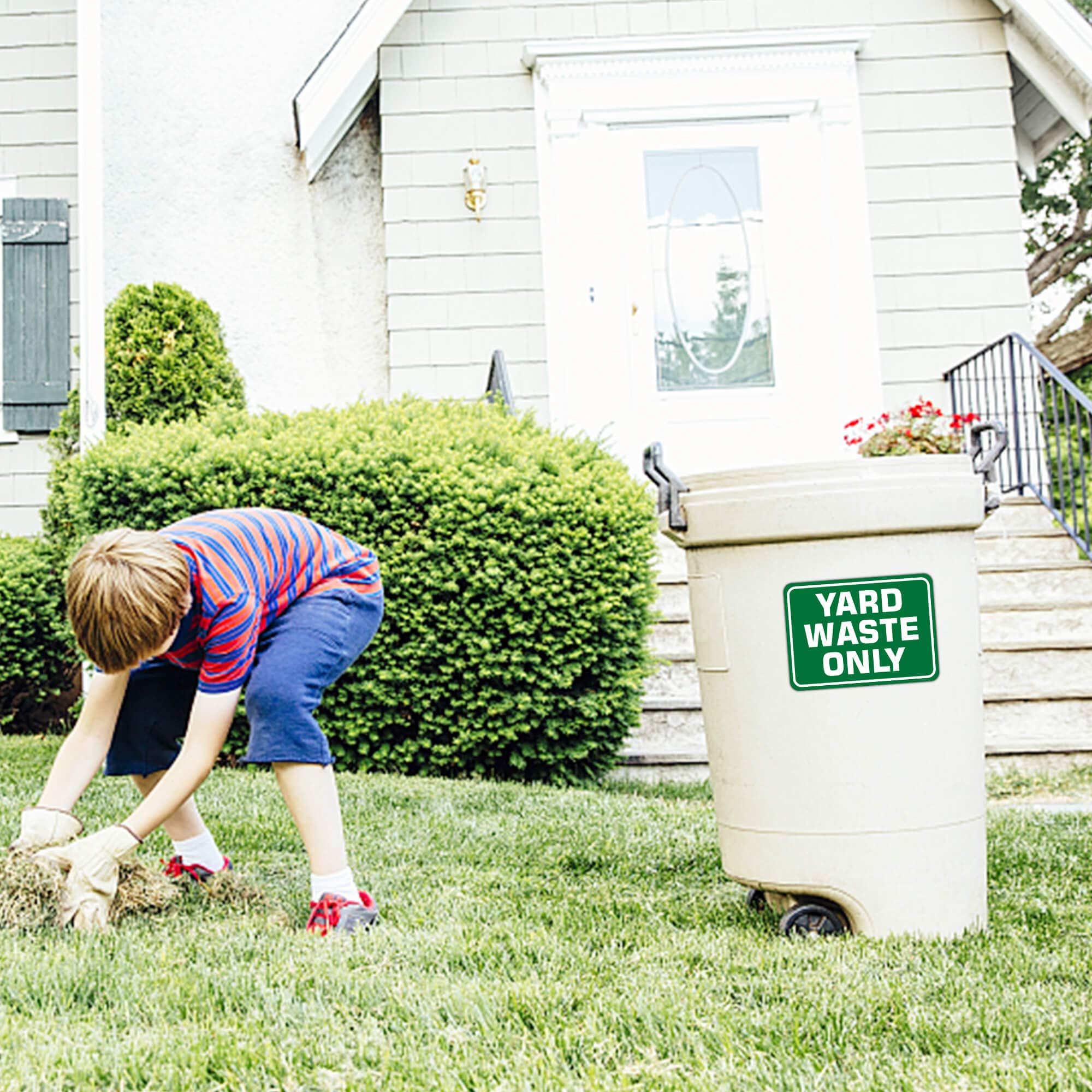 SMASMILE garbage can decal improves visibility and organization of waste streams.