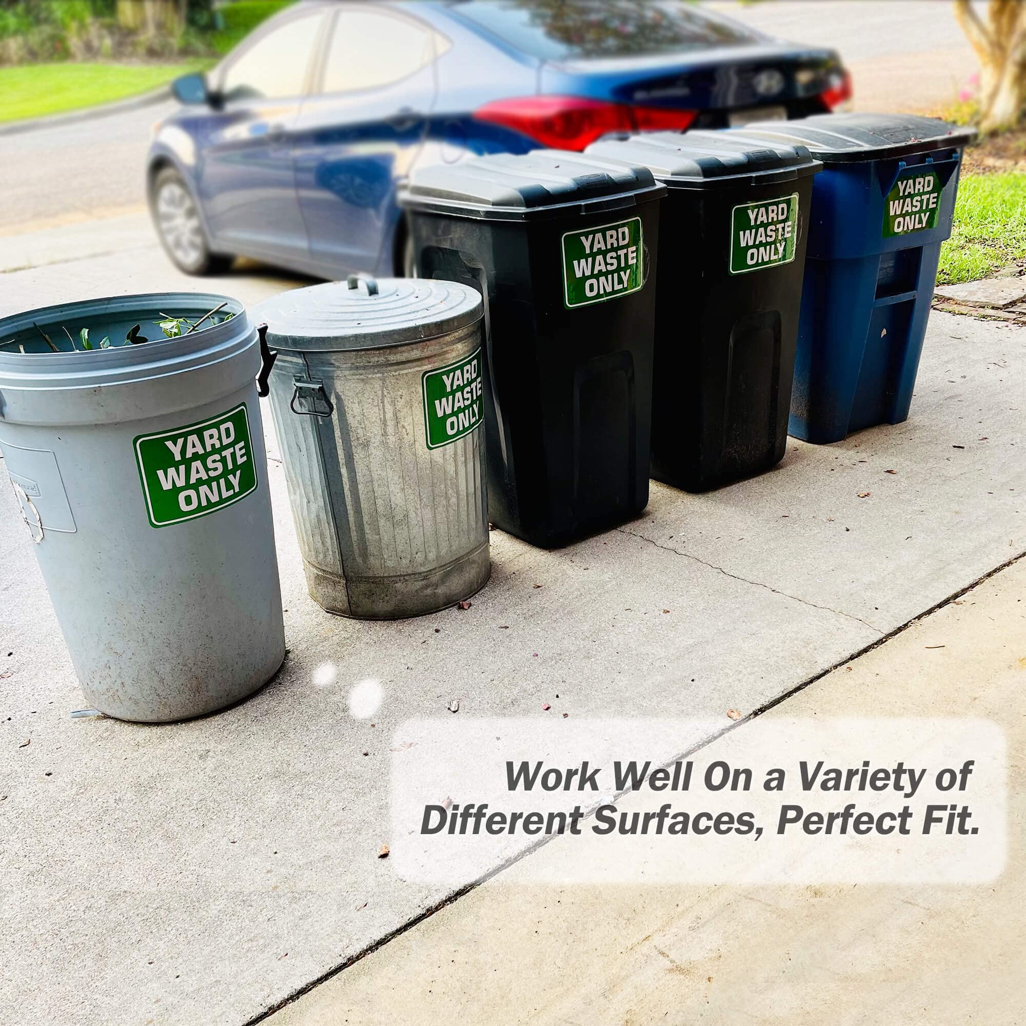 SMASMILE green yard waste design enhances quick recognition on cans.