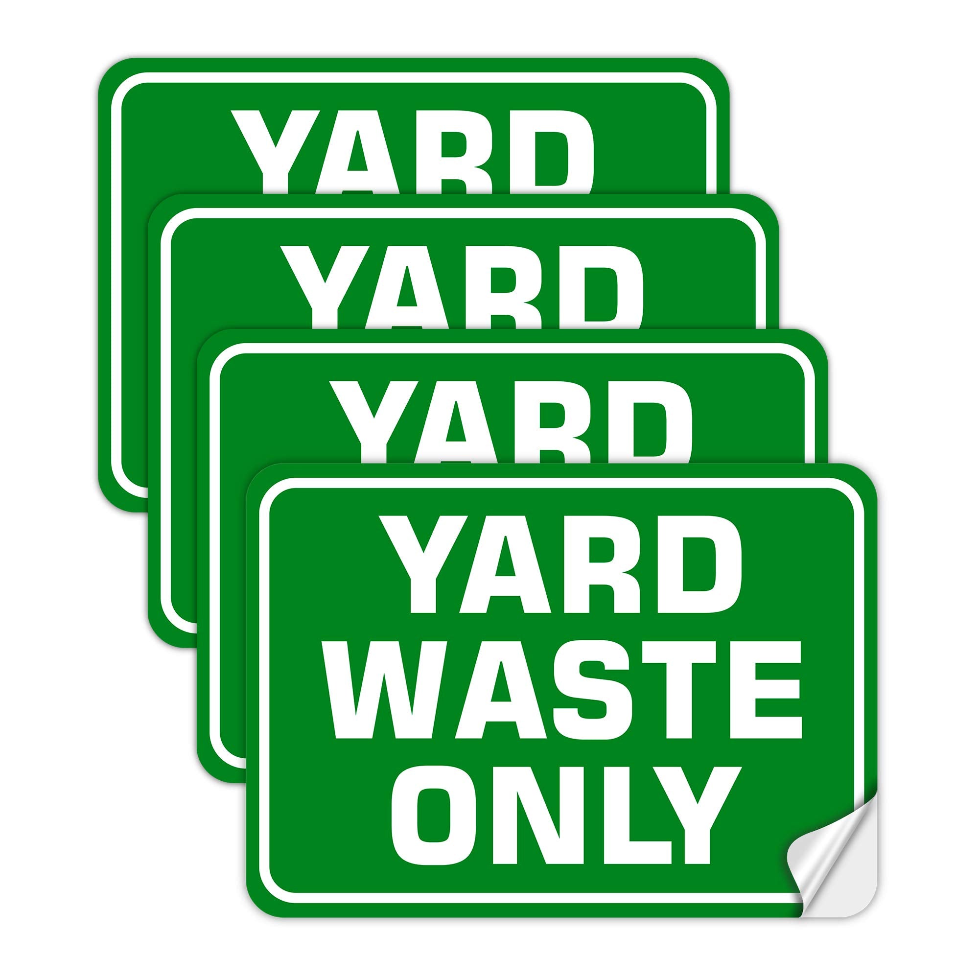 SMASMILE yard waste sticker on a green bin for yard debris labeling outdoors
