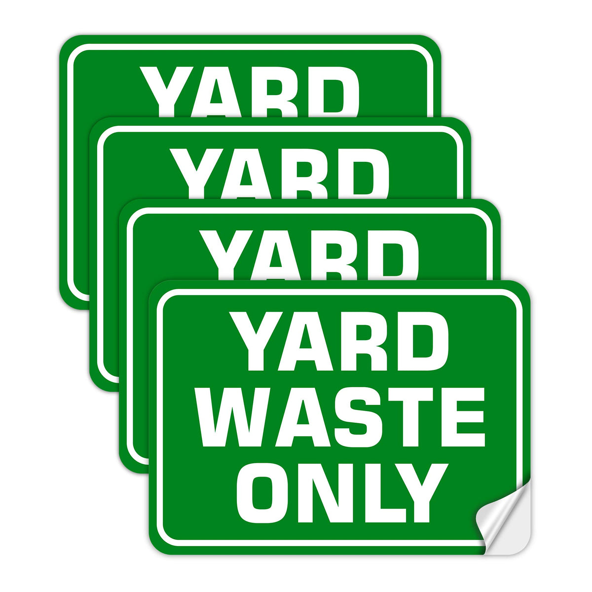 SMASMILE yard waste sticker on a green bin for yard debris labeling outdoors