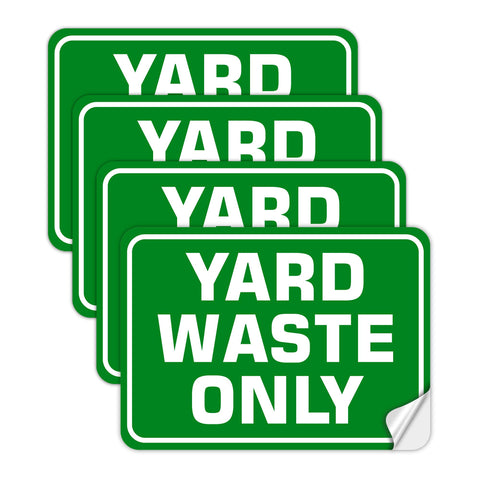 SMASMILE yard waste sticker on a green bin for yard debris labeling outdoors