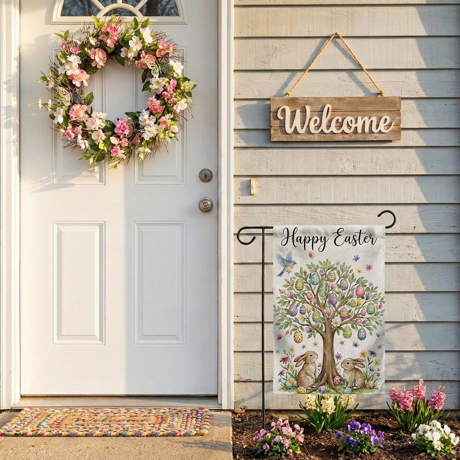 SMBLCE Easter decor flag for porch or balcony ready to display