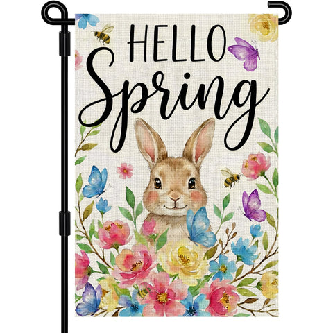 SMBLCE Hello Spring garden flag, double-sided for bright visibility from both sides