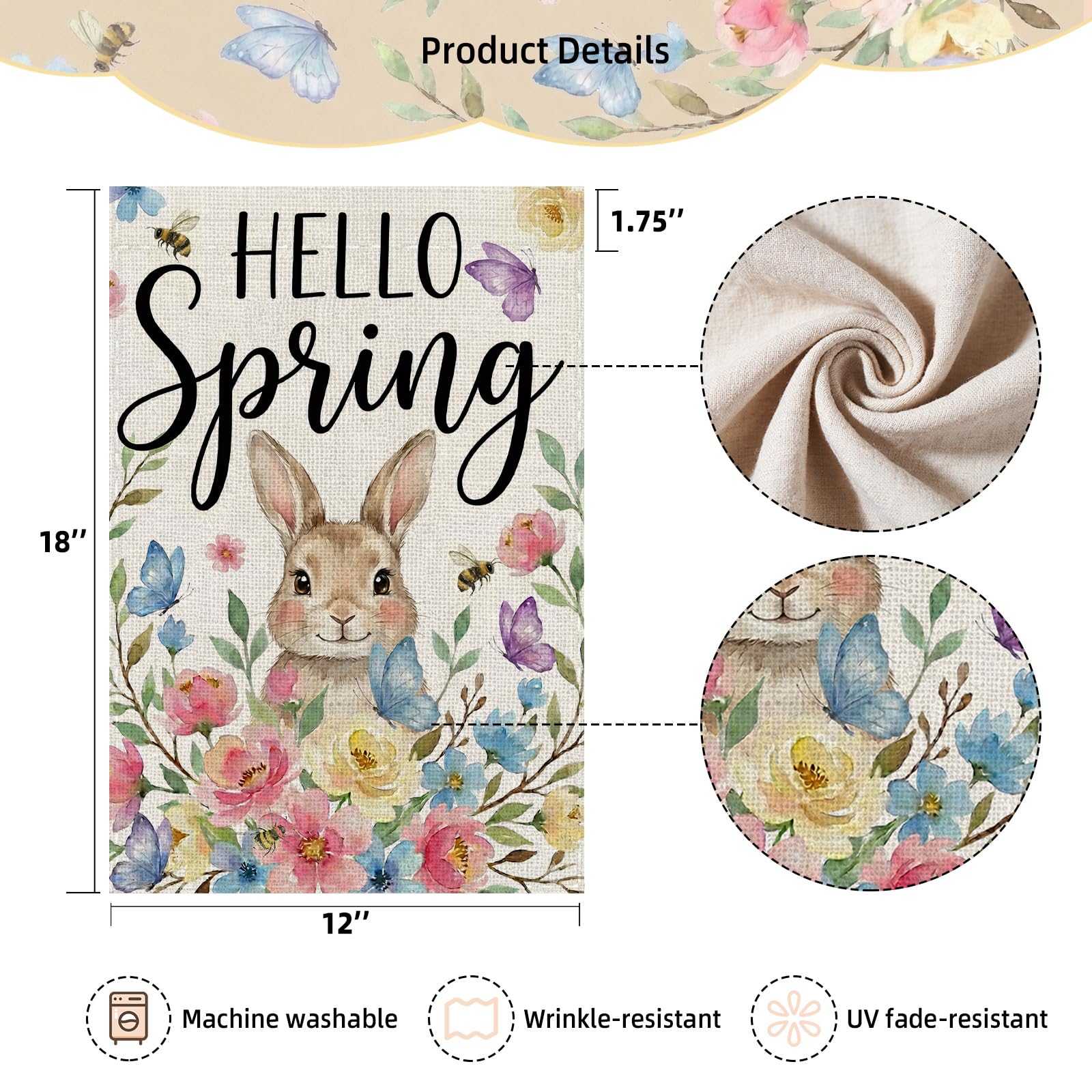 SMBLCE Hello Spring flag's Easter design adds seasonal charm outdoors