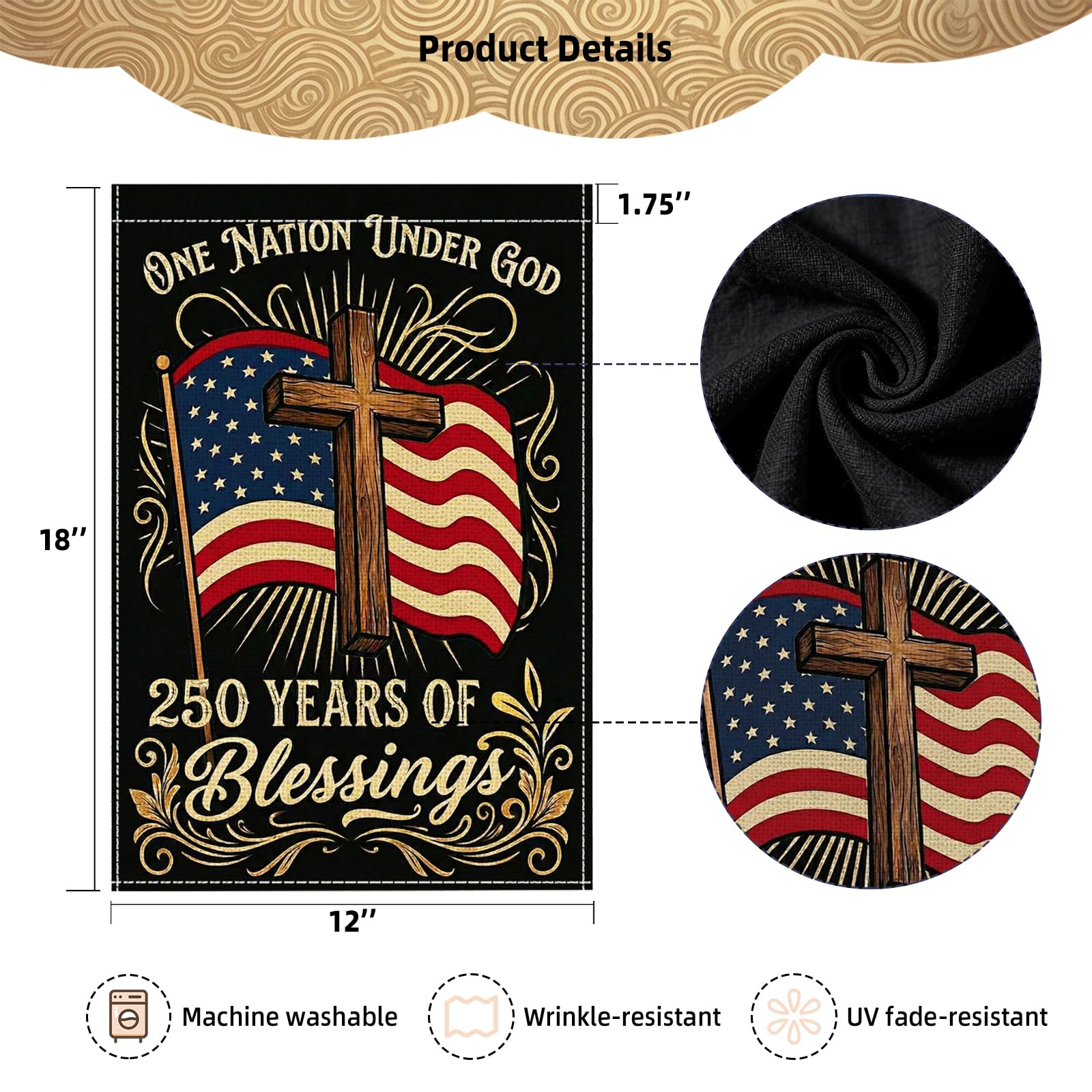 SMBLCE navy background and flag pattern creates bold outdoor backdrop.