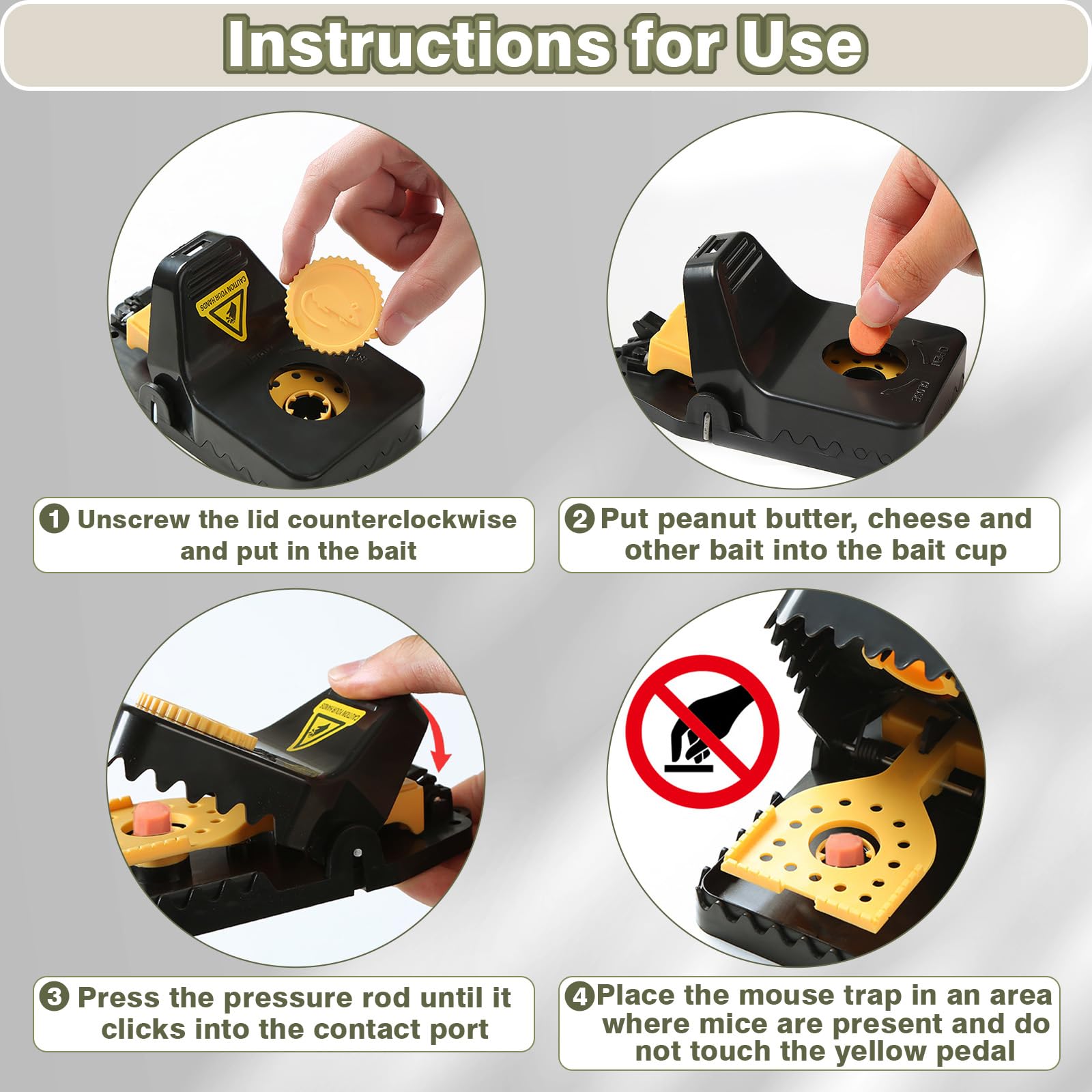 SMD35 mousetrap durable, removable plate for easy reset after use.