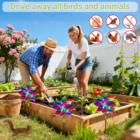 SMD35 pinwheels for orchard — reflective wind spinners protect crops with motion.