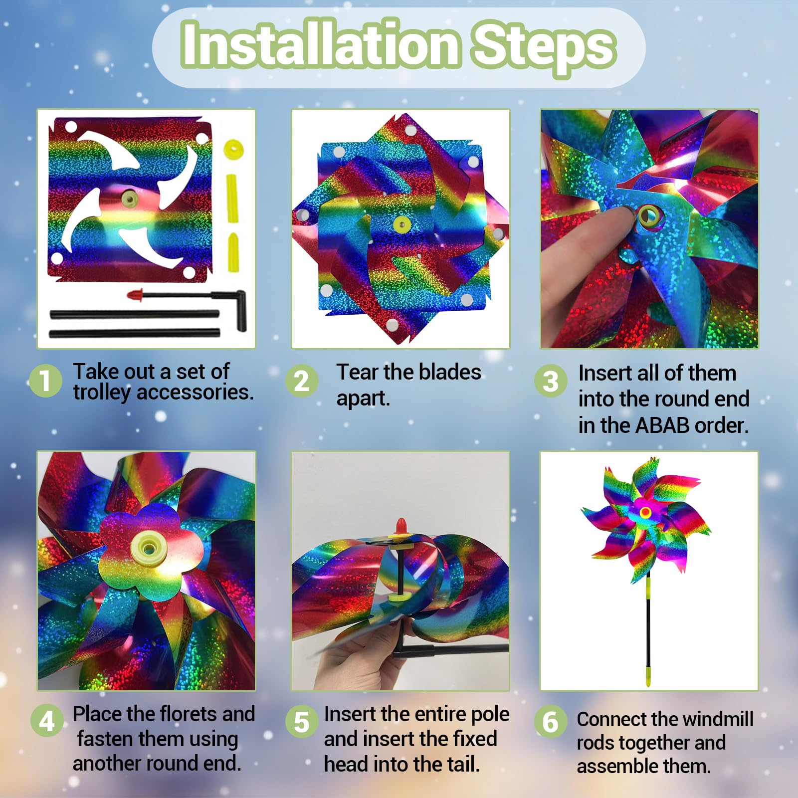 SMD35 rainbow pinwheels — dynamic reflections add color to gardens.